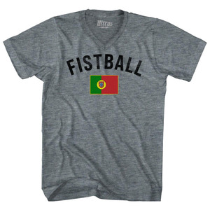 Portugal Fistball Country Flag Adult Tri-Blend V-neck T-shirt - Athletic Grey Portugal Fistball Country Flag Adult Tri-Blend V-neck T-shirt - Athletic Grey