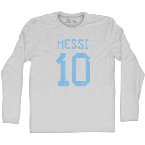 Messi 10 Legend World Cup Adult Cotton Long Sleeve T-shirt - Grey Heather Messi 10 Legend World Cup Adult Cotton Long Sleeve T-shirt - Grey Heather