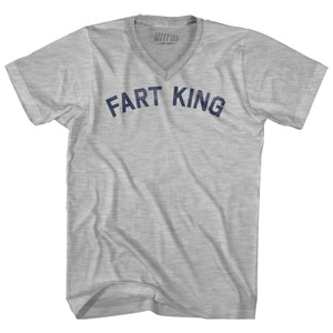 Fart King Adult Cotton V-neck T-shirt - Grey Heather
