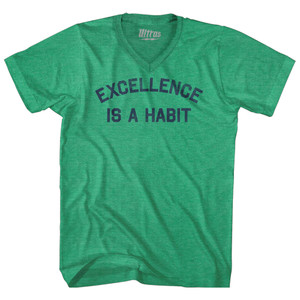 Excellence Is A Habit Adult Tri-Blend V-neck T-shirt - Athletic Green