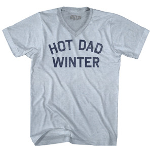 Hot Dad Winter Adult Tri-Blend V-neck T-shirt - Athletic White