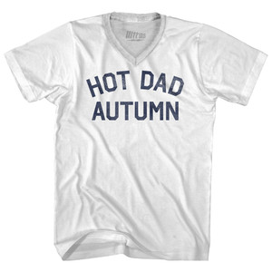 Hot Dad Autumn Adult Tri-Blend V-neck T-shirt - White