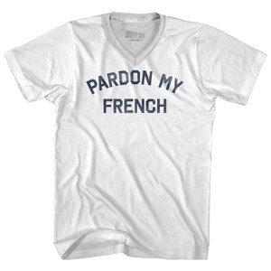 Pardon My French Adult Tri-Blend V-neck T-shirt - White Pardon My French Adult Tri-Blend V-neck T-shirt - White