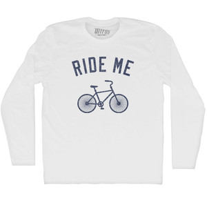 Ride Me Bike Adult Cotton Long Sleeve T-shirt - White