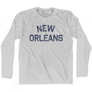 New Orleans Adult Cotton Long Sleeve T-Shirt - Grey Heather