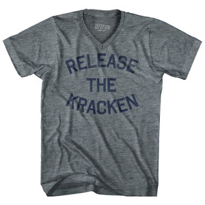 Release The Kracken Tri-Blend V-Neck Womens Junior Cut T-Shirt - Athletic Grey Release The Kracken Tri-Blend V-Neck Womens Junior Cut T-Shirt - Athletic Grey