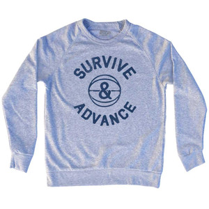 Survive and Advance Navy Art Adult Tri-Blend Sweatshirt - Heather Grey Survive and Advance Navy Art Adult Tri-Blend Sweatshirt - Heather Grey