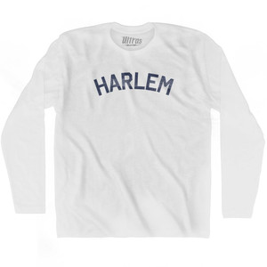 Harlem Adult Cotton Long Sleeve T-Shirt - White