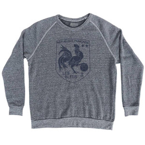 France Les Bleus World Cup 2 Stars Adult Tri-Blend Sweatshirt - Athletic Grey France Les Bleus World Cup 2 Stars Adult Tri-Blend Sweatshirt - Athletic Grey