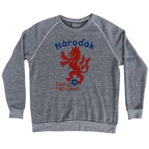 Czech Republic Narodak Lion Adult Tri-Blend Sweatshirt - Athletic Grey Czech Republic Narodak Lion Adult Tri-Blend Sweatshirt - Athletic Grey
