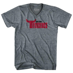 Miami Toros Tri-Blend V-Neck Womens Junior Cut T-Shirt - Athletic Grey Miami Toros Tri-Blend V-Neck Womens Junior Cut T-Shirt - Athletic Grey