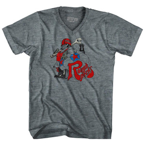 Tulsa Rough Necks Tri-Blend V-Neck Womens Junior Cut T-Shirt - Athletic Grey Tulsa Rough Necks Tri-Blend V-Neck Womens Junior Cut T-Shirt - Athletic Grey
