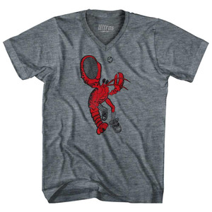 Boston Tennis Lobster Tri-Blend V-Neck Womens Junior Cut T-Shirt - Athletic Grey Boston Tennis Lobster Tri-Blend V-Neck Womens Junior Cut T-Shirt - Athletic Grey
