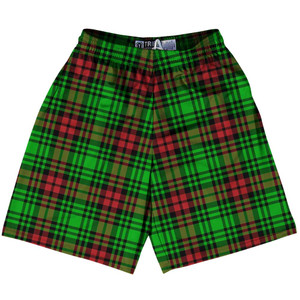 Christmas Holiday Plaid Sublimated Lacrosse Shorts Made in USA - Green Christmas Holiday Plaid Sublimated Lacrosse Shorts Made in USA - Green