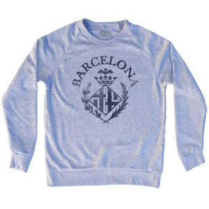 Barcelona Vintage City Crest Soccer Adult Tri-Blend Sweatshirt - Heather Grey Barcelona Vintage City Crest Soccer Adult Tri-Blend Sweatshirt - Heather Grey