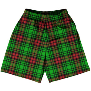 Christmas Holiday Plaid Basketball Shorts Made in USA - Green Christmas Holiday Plaid Basketball Shorts Made in USA - Green