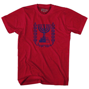 Israel Coat Of Arms Adult Tri-Blend T-Shirt - Heather Cardinal