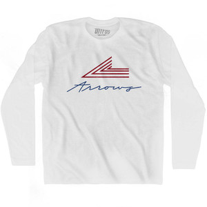 New York Arrows Cursive Adult Cotton Long Sleeve T-Shirt - White
