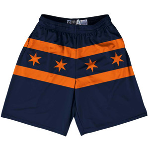 Chicago Flag Navy & Orange Sublimated Lacrosse Shorts Made in USA - Navy & Orange Chicago Flag Navy & Orange Sublimated Lacrosse Shorts Made in USA - Navy & Orange