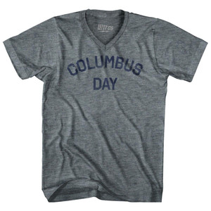 Columbus Day Tri-Blend V-Neck Womens Junior Cut T-Shirt - Athletic Grey Columbus Day Tri-Blend V-Neck Womens Junior Cut T-Shirt - Athletic Grey