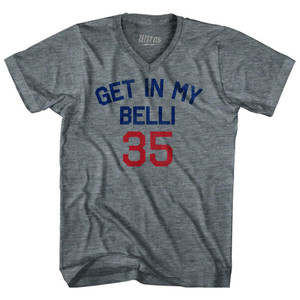 Get In My Belli 35 Adult Tri-Blend V-Neck T-Shirt - Athletic Grey