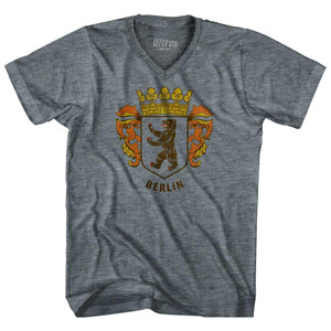 Berlin Coat Of Arms Adult Tri-Blend V-Neck Soccer T-shirt - Athletic Grey Berlin Coat Of Arms Adult Tri-Blend V-Neck Soccer T-shirt - Athletic Grey