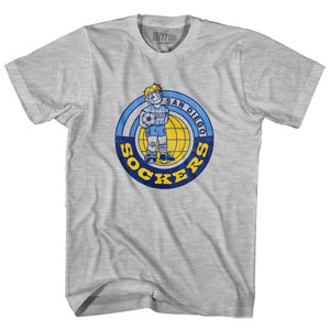 San Diego Sockers Adult Cotton Soccer T-shirt - Grey Heather