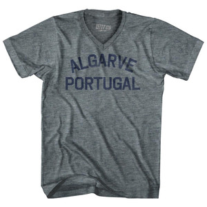Algarve Portugal Tri-Blend V-Neck Womens Junior Cut T-Shirt - Athletic Grey