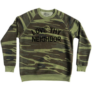 Love Thy Neighbor Adult Tri-Blend Sweatshirt - Camo