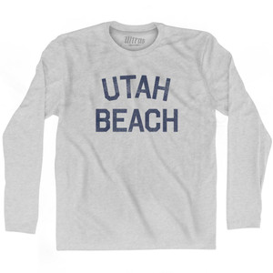 Utah Beach Adult Cotton Long Sleeve T-Shirt - Grey Heather
