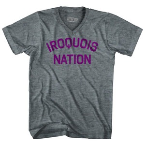 Iroquois Nation Adult Tri-Blend V-Neck T-Shirt - Athletic Grey