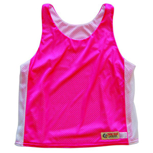 Womens Neon Pink and White Racerback Pinnie Made in USA - Neon Pink/White Womens Neon Pink and White Racerback Pinnie Made in USA - Neon Pink/White