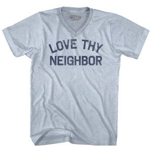 Love Thy Neighbor Adult Tri-Blend V-neck T-shirt - Athletic White Love Thy Neighbor Adult Tri-Blend V-neck T-shirt - Athletic White
