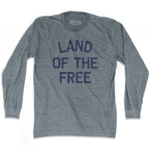Land Of The Free Adult Tri-Blend Long Sleeve T-Shirt - Athletic Grey Land Of The Free Adult Tri-Blend Long Sleeve T-Shirt - Athletic Grey
