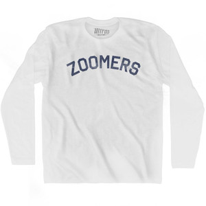Zoomers Adult Cotton Long Sleeve T-Shirt - White Zoomers Adult Cotton Long Sleeve T-Shirt - White