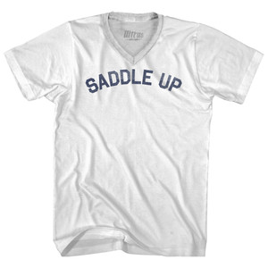 Saddle Up Adult Tri-Blend V-neck T-shirt - White