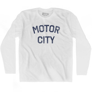 Motor City Adult Cotton Long Sleeve T-Shirt - White
