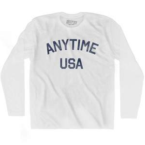 Anytime USA Adult Cotton Long Sleeve T-Shirt - White