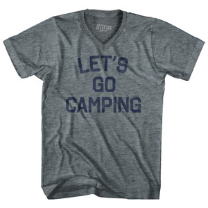 Lets Go Camping Tri-Blend V-Neck Womens Junior Cut T-Shirt - Athletic Grey Lets Go Camping Tri-Blend V-Neck Womens Junior Cut T-Shirt - Athletic Grey
