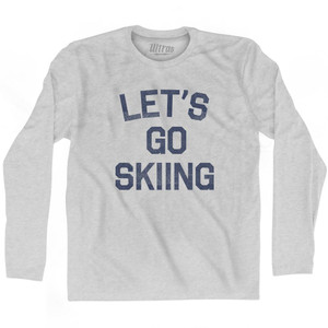 Lets Go Skiing Adult Cotton Long Sleeve T-Shirt - Grey Heather