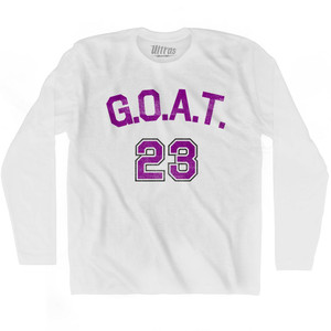 Goat 23 Purple Art Adult Cotton Long Sleeve T-Shirt - White