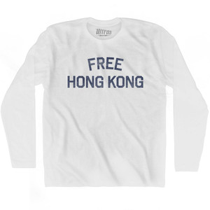 Free Hong Kong Adult Cotton Long Sleeve T-Shirt - White Free Hong Kong Adult Cotton Long Sleeve T-Shirt - White