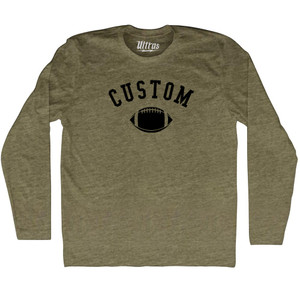 Custom Football Adult Tri-Blend Long Sleeve T-shirt - Military Green Custom Football Adult Tri-Blend Long Sleeve T-shirt - Military Green