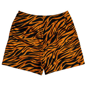 Exotic Tiger King Pattern Rugby Shorts Made in USA - Orange Black Exotic Tiger King Pattern Rugby Shorts Made in USA - Orange Black