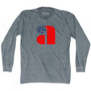 Philadelphia Atoms Red A and Blue Soccer Ball Logo Adult Tri-Blend Long Sleeve T-Shirt - Athletic Grey Philadelphia Atoms Red A and Blue Soccer Ball Logo Adult Tri-Blend Long Sleeve T-Shirt - Athletic Grey