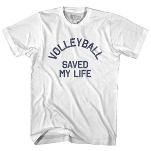 Volleyball Saved My Life Womens Cotton Junior Cut T-Shirt - White Volleyball Saved My Life Womens Cotton Junior Cut T-Shirt - White