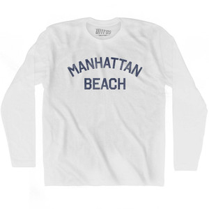 Manhattan Beach Adult Cotton Long Sleeve T-Shirt - White