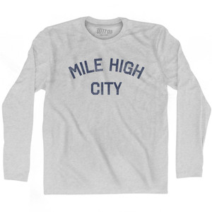 Mile High Adult Cotton Long Sleeve T-Shirt - Grey Heather