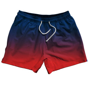Navy to Red Ombres Blend 5" Swim Shorts Made in USA - Navy Red Navy to Red Ombres Blend 5" Swim Shorts Made in USA - Navy Red
