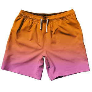Orange and Pink Ombres Blend 7" Swim Shorts Made in USA - Orange Pink Orange and Pink Ombres Blend 7" Swim Shorts Made in USA - Orange Pink